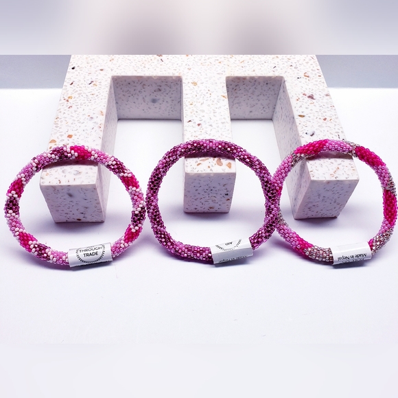 COTTON CANDY -Original Roll-On® Bracelets, 7" round, made in Nepal #3 (3 pieces) - Picture 5 of 9